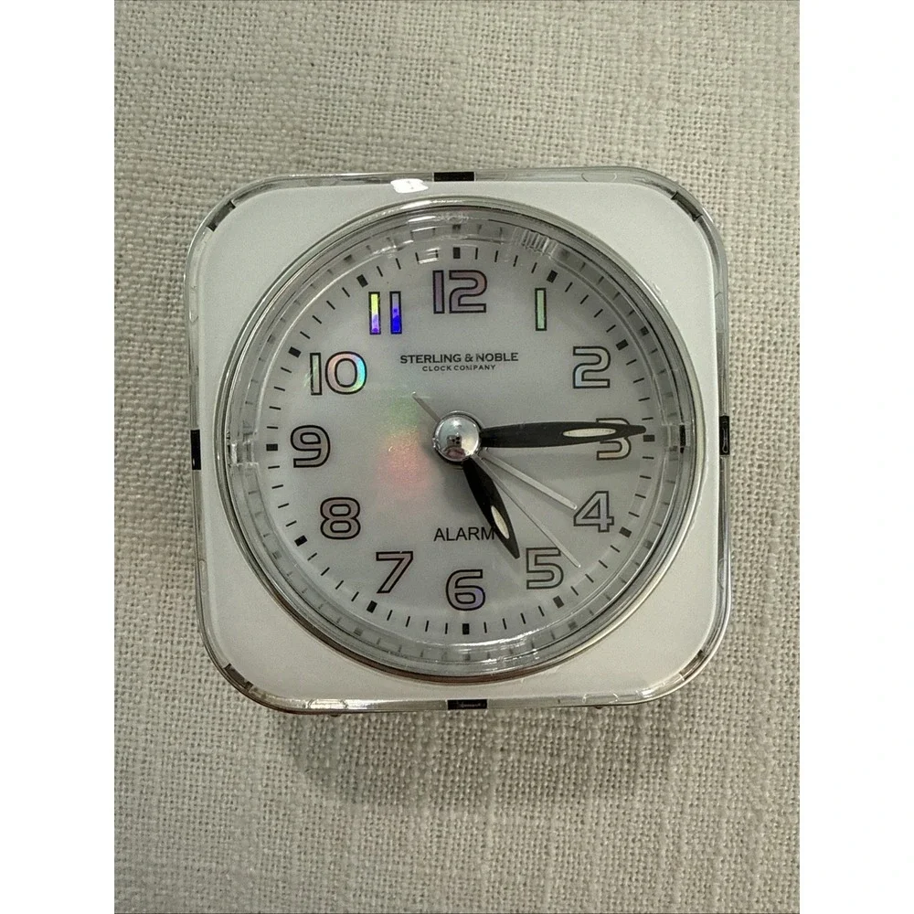 Sterling & Noble Clock‎ Co. Lighted Dial Luminous Hand Travel Alarm Clock Chrome